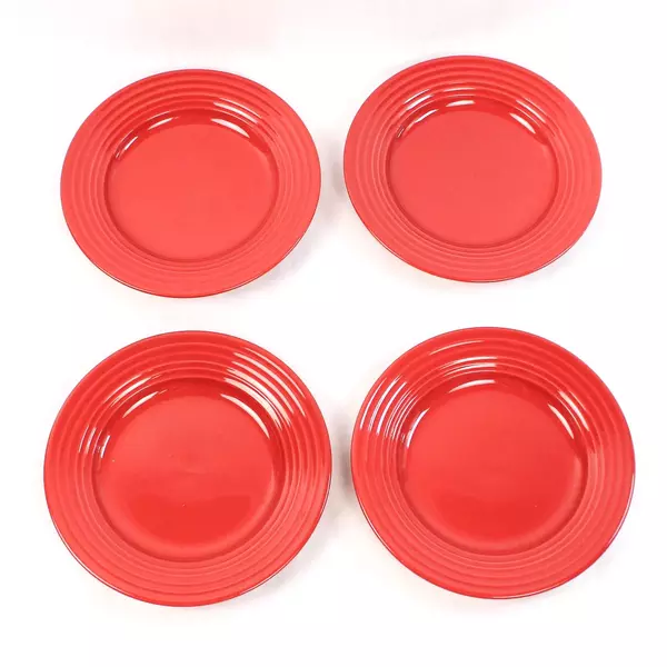 Lot of 4 Salad Pasta Dinner Plates Gibson Home Ceramic 8.25 Inch Cherry Red