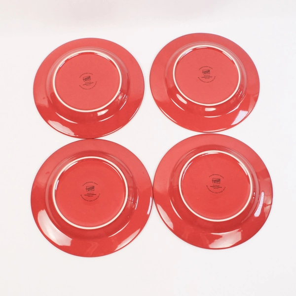 Lot of 4 Salad Pasta Dinner Plates Gibson Home Ceramic 8.25 Inch Cherry Red