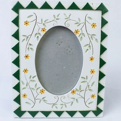 Ceramic 4x5 Picture Frame with Triangle & Floral Patterns Home Décor
