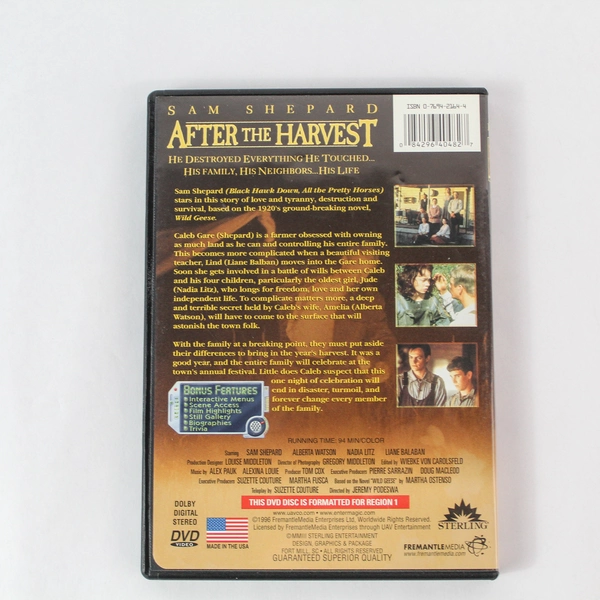 After The Harvest DVD Sam Shepard 1996 Good Condition Sold As-Is