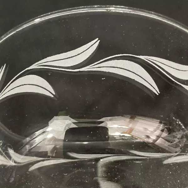Set of 6 Etched Leaf Crystal Champagne Glasses Made In France 4.25 Inch