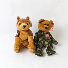 Lot of 2 Vintage TY Beanie Baby Veteran Service Animals Hero and Courage NWT