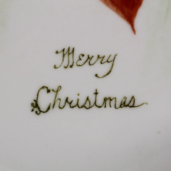 Handmade Christmas Poinsettia Dinner Plate Wall Decor Pre-Owned Stains & Crack