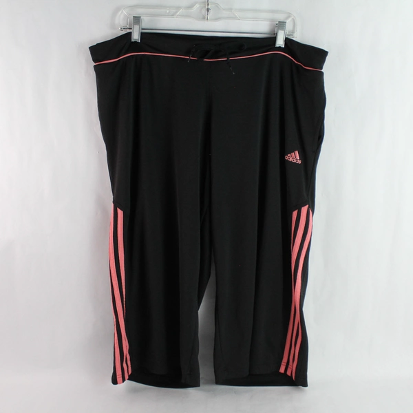 Adidas Black and Pink Activewear Drawstring Capris Pants Women's Size XL