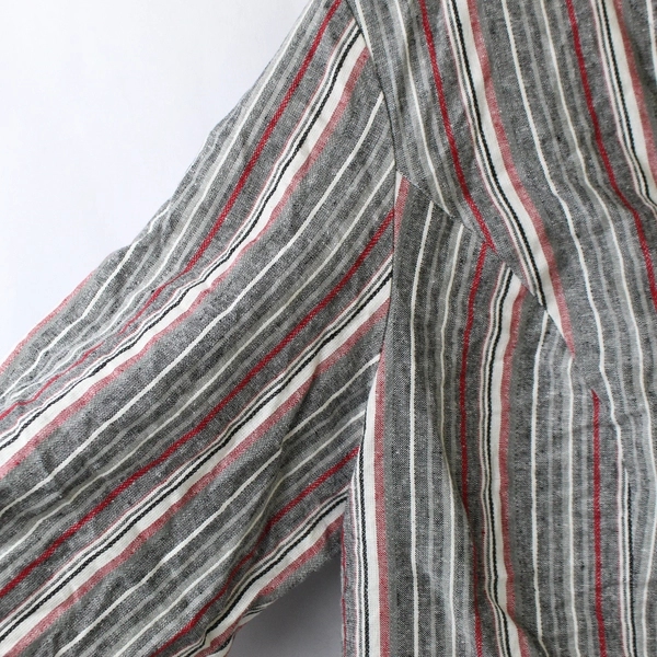 Roaman's Women's Linen Blend Shirt Multicolored Striped V-Neck 3/4 Sleeve Sz 22W
