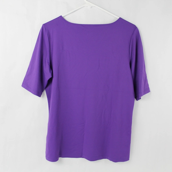 Christopher & Banks Women's Medium Purple Nylon Short Sleeve Shirt