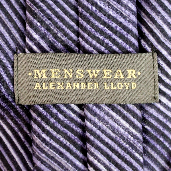 Alexander Lloyd Menswear Purple & Black Striped Men's Silk Necktie XL 62.5"