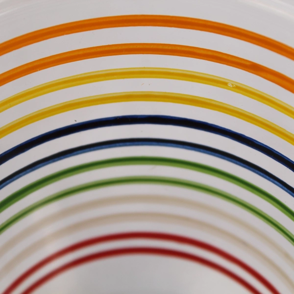 Rainbow Striped Glass Bowl Serveware Mid Century Modern 4" Vintage Decor