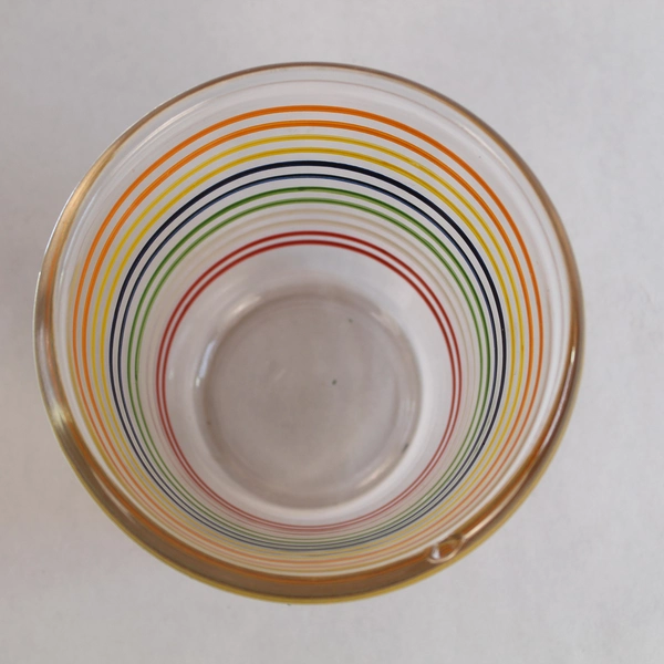 Rainbow Striped Glass Bowl Serveware Mid Century Modern 4" Vintage Decor