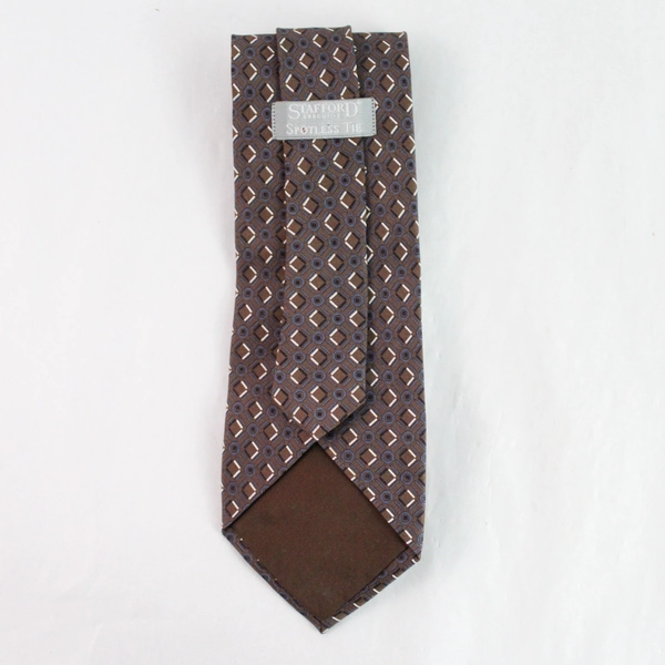 Stafford Executive Spotless Tie Brown & Blue Diamond Silk Necktie 56.75"