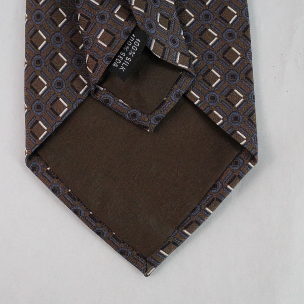 Stafford Executive Spotless Tie Brown & Blue Diamond Silk Necktie 56.75"
