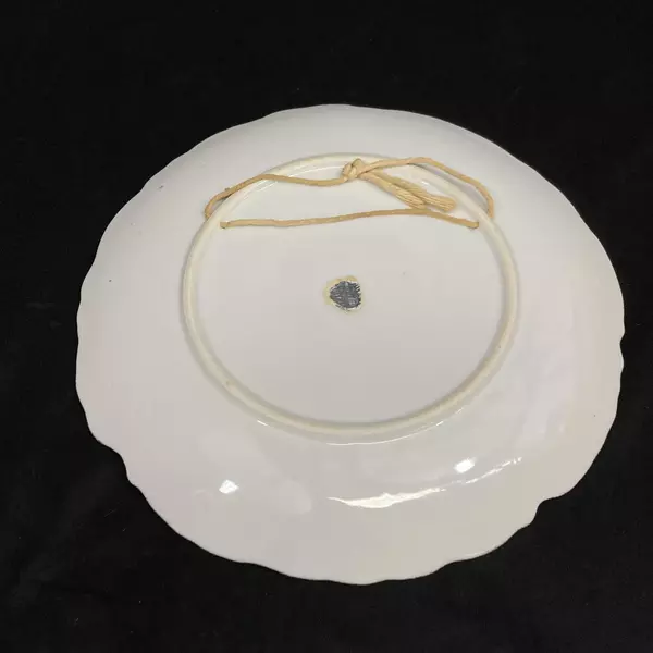 Vintage Ucago Porcelain Plate Pink and White Roses Silver Trim