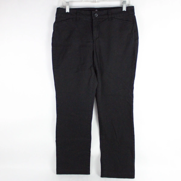 St John's Bay Women's Black Straight Leg Jean Slacks Dress Pants Size 8P