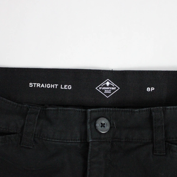 St John's Bay Women's Black Straight Leg Jean Slacks Dress Pants Size 8P