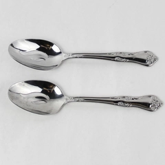Lot of 2 Oneida Flatware Serving Spoons With Hole Pattern Stainless Steel Floral
