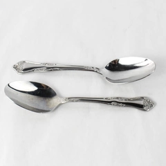 Lot of 2 Oneida Flatware Serving Spoons Stainless Steel Art Deco Floral Pattern