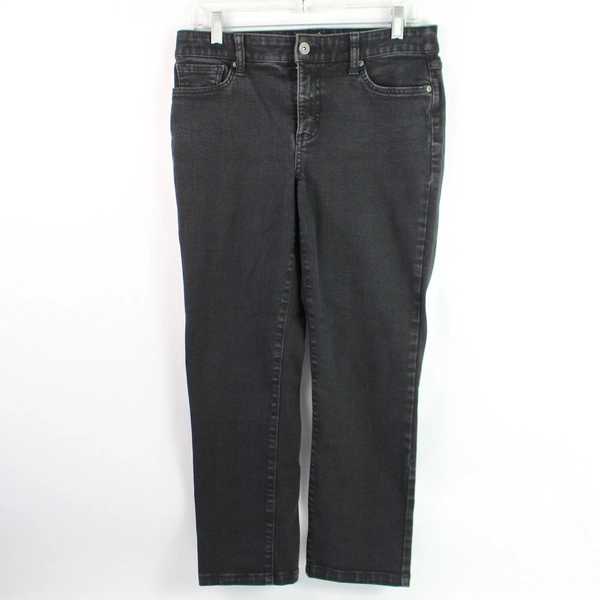 St. John's Bay Black Straight Leg Mid Rise Skinny Jeans Women's Size 8