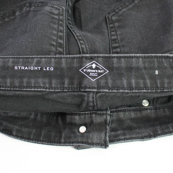 St. John's Bay Black Straight Leg Mid Rise Skinny Jeans Women's Size 8
