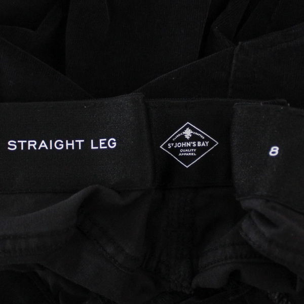 St. John's Bay Black Straight Leg Corduroy Pants Women's Size 8