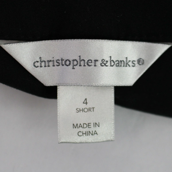 Christopher & Banks Black Straight Leg Dress Slacks Pants Women's Size 4 Short