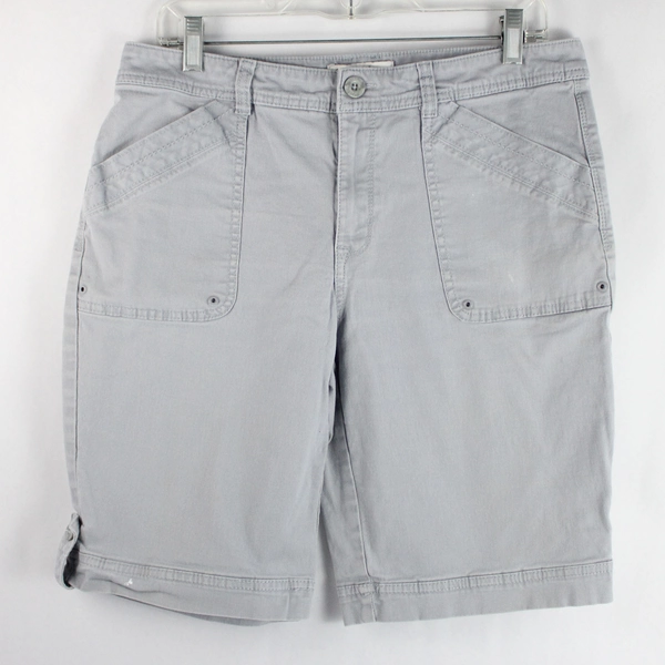 Gloria Vanderbilt Khaki United Gray Bermuda Shorts Women's Size 10 Pockets