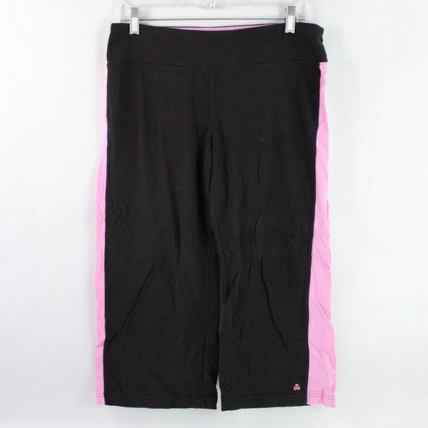Jockey Pink & Black Activewear Yoga Capris Pants Women's Size Large
