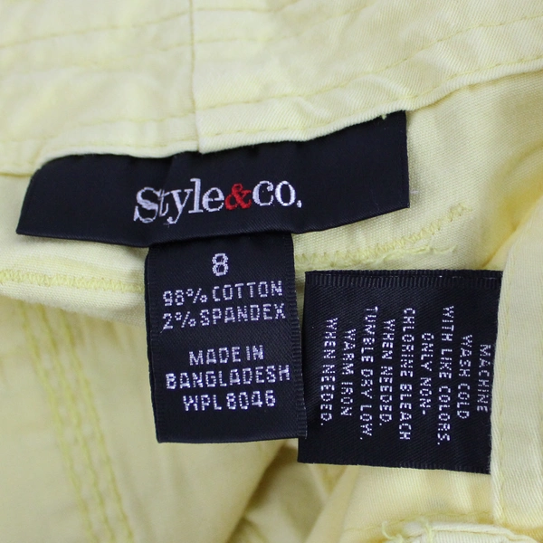 Style & Co Yellow Capri Cargo Style Pants Women's Size 8 Cotton Blend