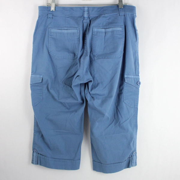 Gloria Vanderbilt Capri Pants Blue Cargo Style Cuffs Women's Size 10