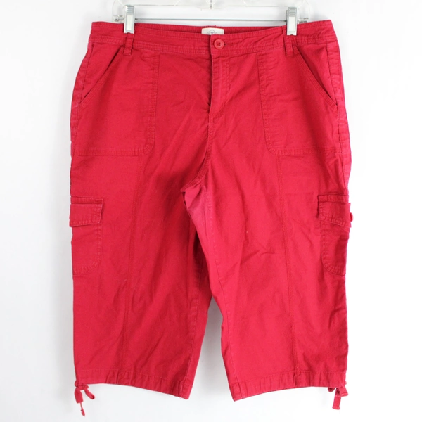 St. John's Bay Red Cotton Cargo Capri Pants Women's Size 14P