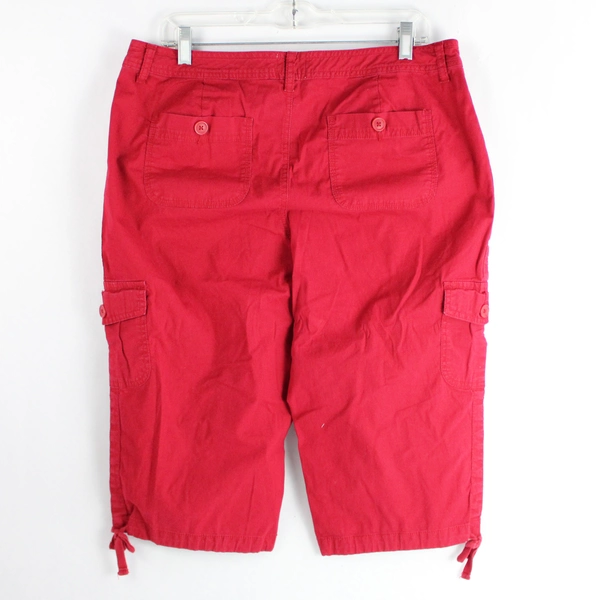 St. John's Bay Red Cotton Cargo Capri Pants Women's Size 14P