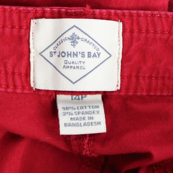 St. John's Bay Red Cotton Cargo Capri Pants Women's Size 14P