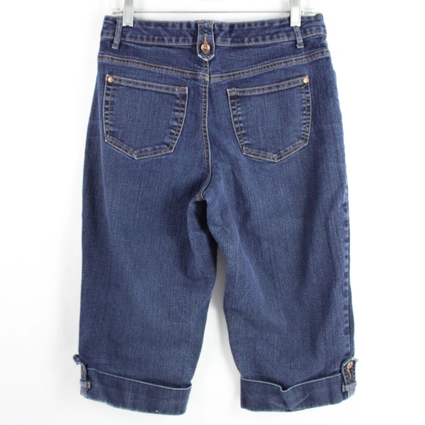 Style & Co Dark Wash Blue Denim Capri Pants Women's Size 8 Cuffs