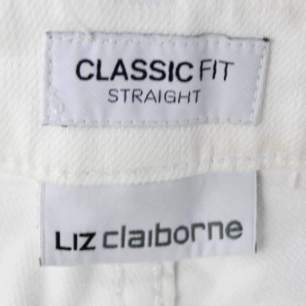 Liz Claiborne Women's Classic Fit Straight Leg White Mid Rise Jeans Size 14