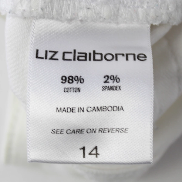 Liz Claiborne Women's Classic Fit Straight Leg White Mid Rise Jeans Size 14