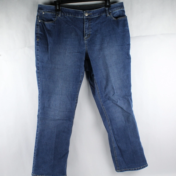 CJ Banks Women's Blue Straight Leg Mid Rise Elastic Waistband Jeans Size 14W