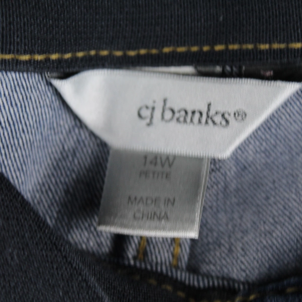 CJ Banks Women's Blue Straight Leg Mid Rise Elastic Waistband Jeans Size 14W