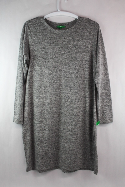 Dip Midi Dress XL Gray Heathered Casual Long Sleeve Round Neck Very Good