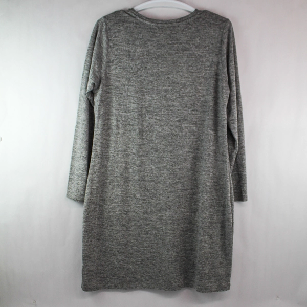 Dip Midi Dress XL Gray Heathered Casual Long Sleeve Round Neck Very Good