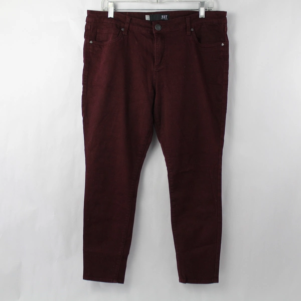 KUT from the Kloth Women's 14P Burgundy Skinny Jeans Donna Petite Ankle Skinny