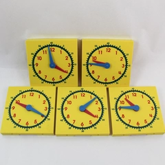 Lot of 5 Yellow Student Clocks Teaching Tool for Homeschool Aid