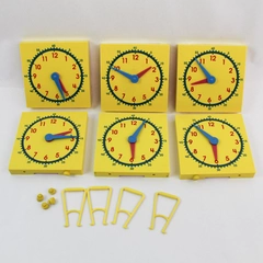 Lot of 6 Yellow Teaching Clocks for Homeschool Pre-Owned Educational Tool