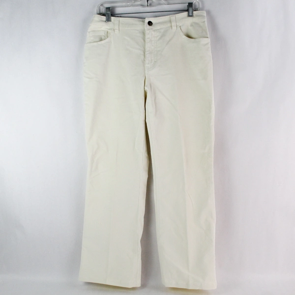 St John's Bay Women's Cream Stretch Bootcut Mid Rise Corduroy Jeans Size 8