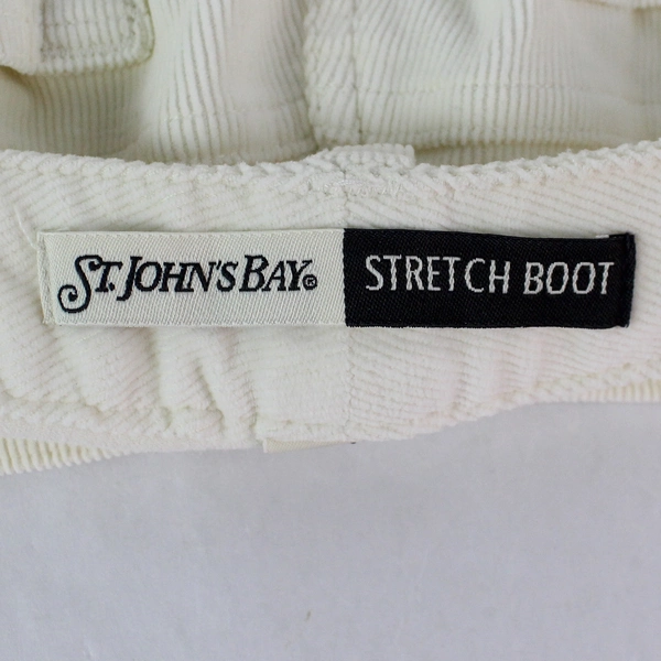 St John's Bay Women's Cream Stretch Bootcut Mid Rise Corduroy Jeans Size 8