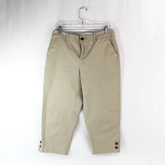 Croft & Barrow Women's Beige Cropped Capri Stretch Straight Leg Khaki Pants Sz 6