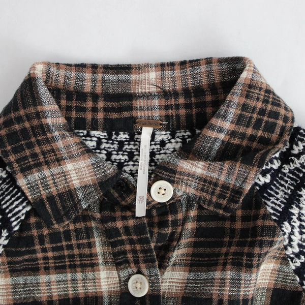 Free People Black and Brown Plaid Button-Down Shirt Women's Size XS