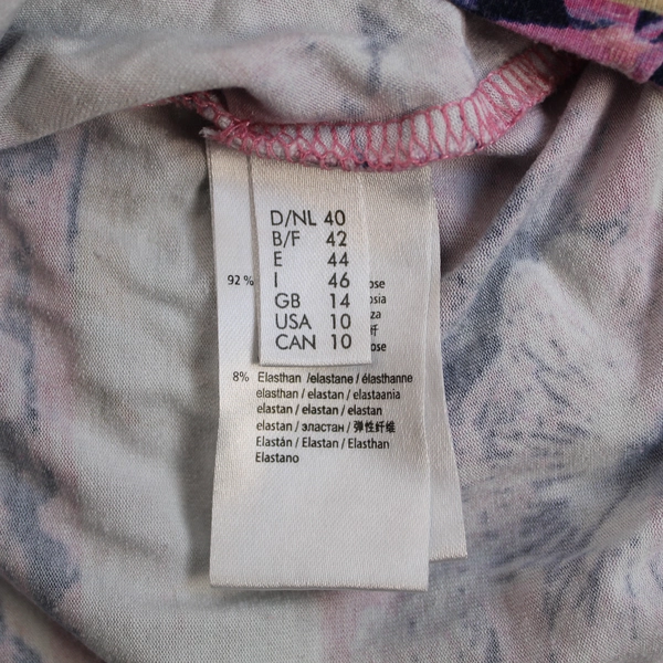 Rabe Women's Top Size 40 Floral Striped Short Sleeve Round Neck Pink Blue