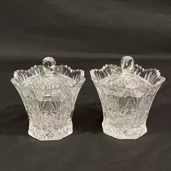 Lot of 2 Vintage Studio Nova Country Flair Covered Sugar Bowls 4.25"