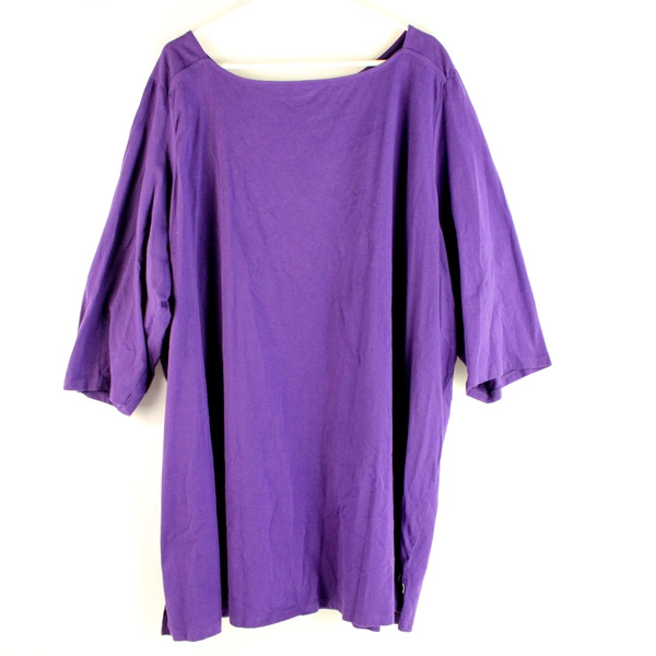 Roaman's Solid Purple 3/4-Sleeve Cotton T-Shirt Women's Size 3X