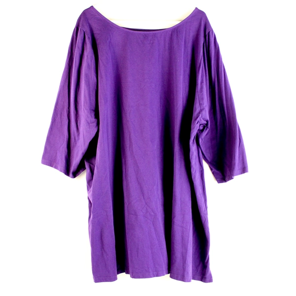 Roaman's Solid Purple 3/4-Sleeve Cotton T-Shirt Women's Size 3X