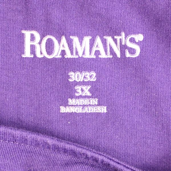Roaman's Solid Purple 3/4-Sleeve Cotton T-Shirt Women's Size 3X